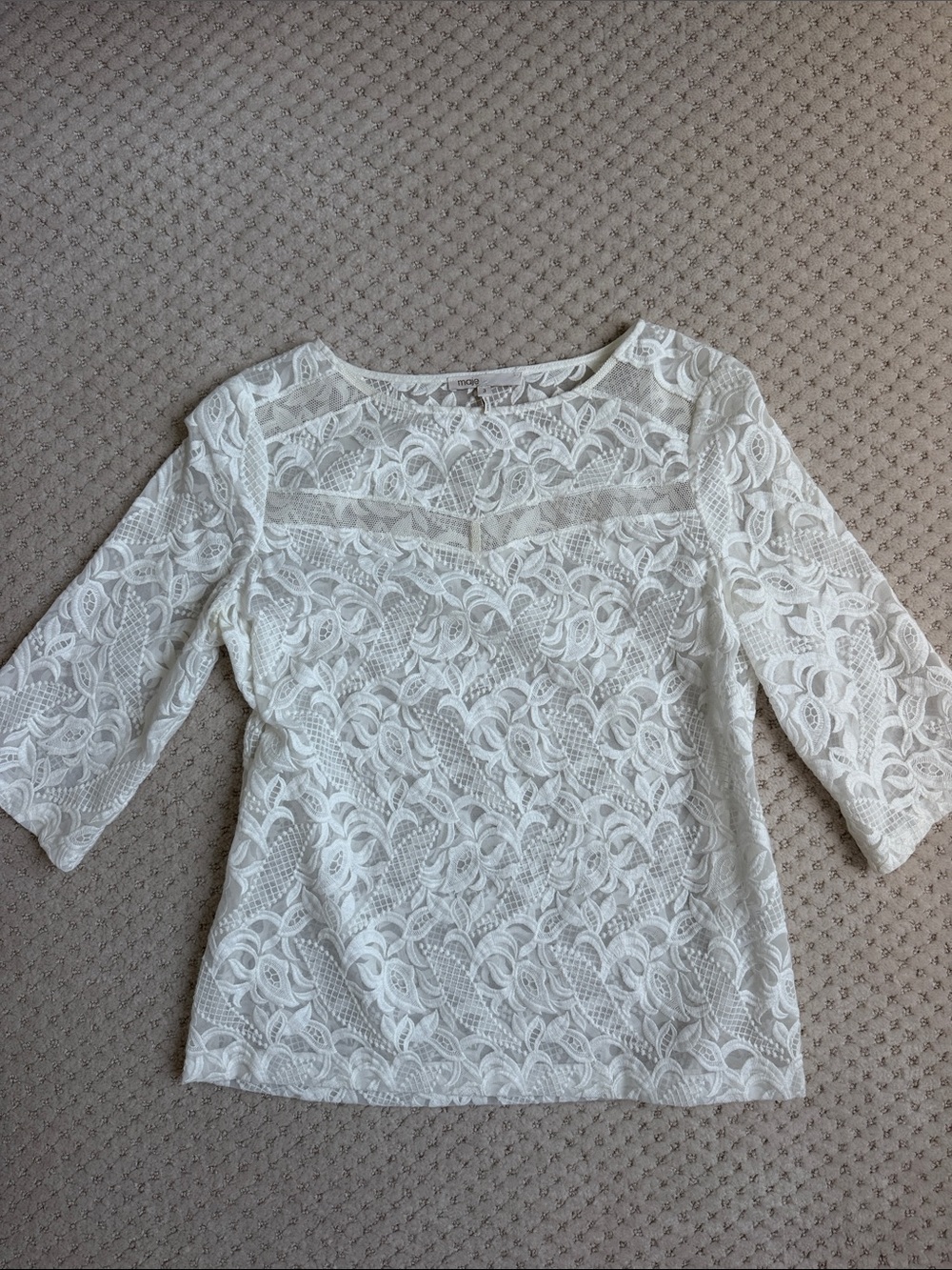 Maje White Lace Top
